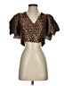 Topshop 100% Polyester Brown Short Sleeve Blouse Size 6 - photo 1