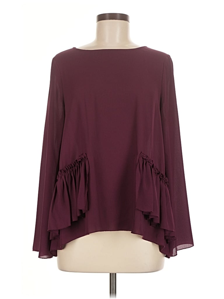 Pre-owned Maison Jules Long Sleeve Blouse In Burgundy
