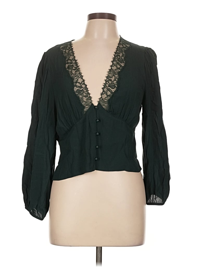 Pre-owned Wilfred 3/4 Sleeve Blouse In Green