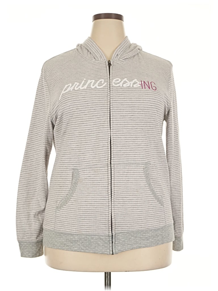 Pre-owned Disney Parks Zip Up Hoodie In Gray