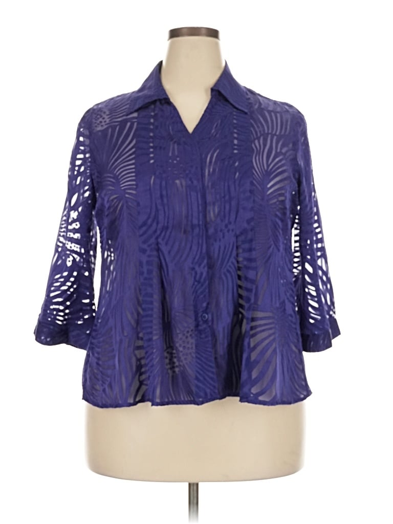 Pre-owned Coldwater Creek 3/4 Sleeve Blouse In Purple
