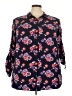 Woman Within 100% Rayon Floral Black 3/4 Sleeve Button-Down Shirt Size 22 (1X) - photo 1