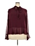 WD.NY 100% Polyester Burgundy Long Sleeve Blouse Size 2X - photo 1