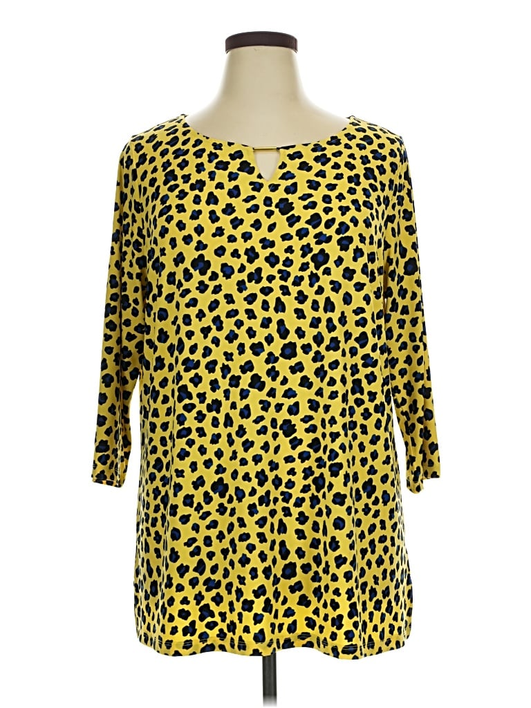 Pre-owned Iman 3/4 Sleeve Blouse In Yellow
