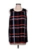Vince Camuto 100% Polyester Plaid Black Sleeveless Blouse Size L - photo 1