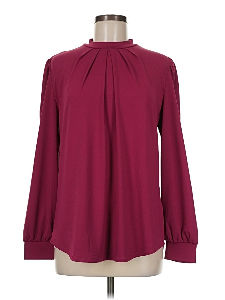 Pre-owned Miholl Long Sleeve Blouse In Burgundy