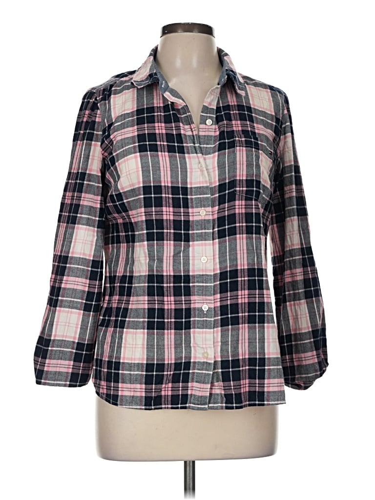 Pre-owned Tommy Hilfiger 3/4 Sleeve Button Down Shirt In Pink