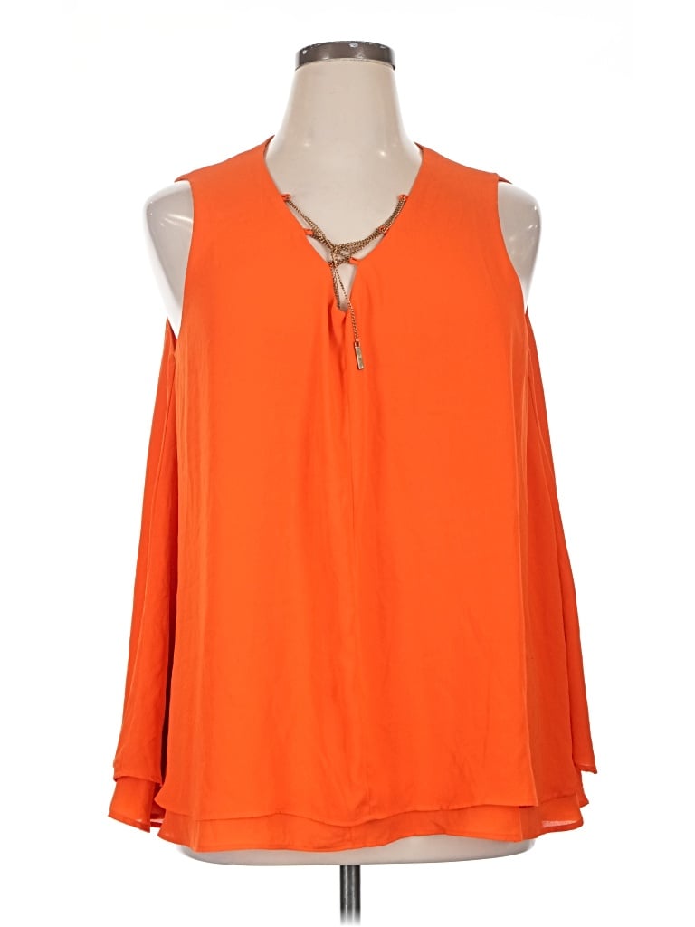Pre-owned Ny Collection Sleeveless Blouse In Orange