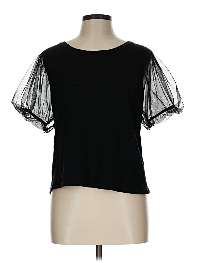 Pre-owned Goldie Short Sleeve Top Black Crew Neck Tops