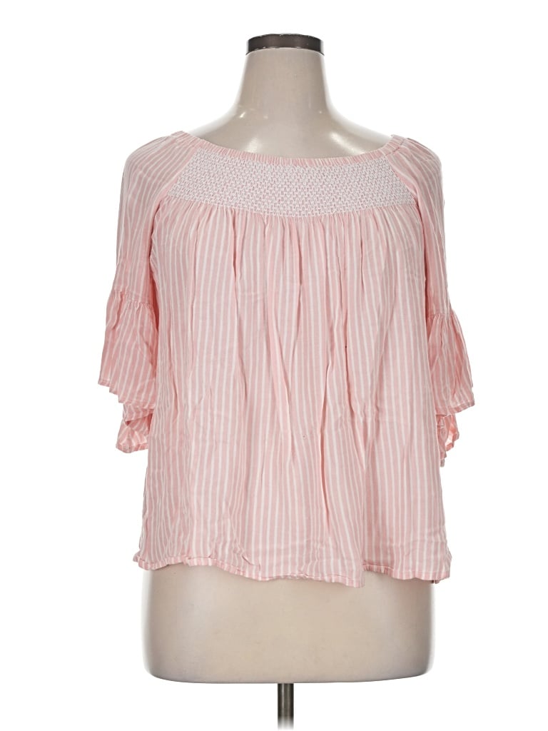 Pre-owned A.n.a. A New Approach 3/4 Sleeve Blouse In Pink