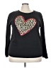 Way to Celebrate! Hearts Black Long Sleeve Top Size 22 - photo 1