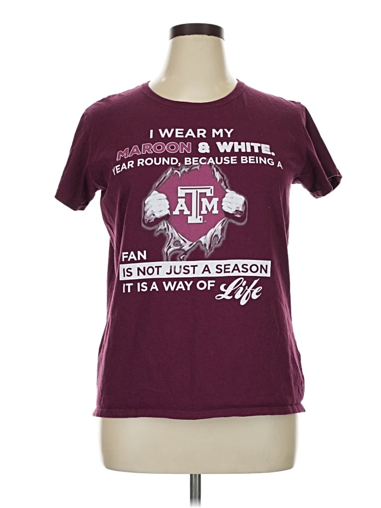Pre-owned Gildan Short Sleeve T-shirt In Burgundy