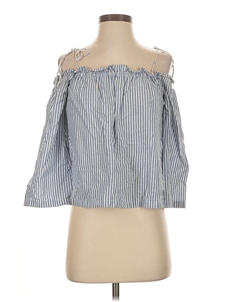 Pre-owned Club Monaco 3/4 Sleeve Blouse In Blue