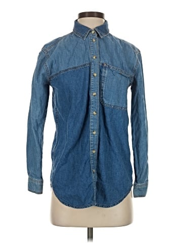 Topshop Long Sleeve Button-Down Shirt (view 1)
