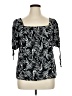 Angels 100% Rayon Black Short Sleeve Blouse Size XL - photo 1