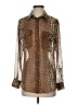 Equipment Animal Print Brown Long Sleeve Blouse Size XS - photo 1