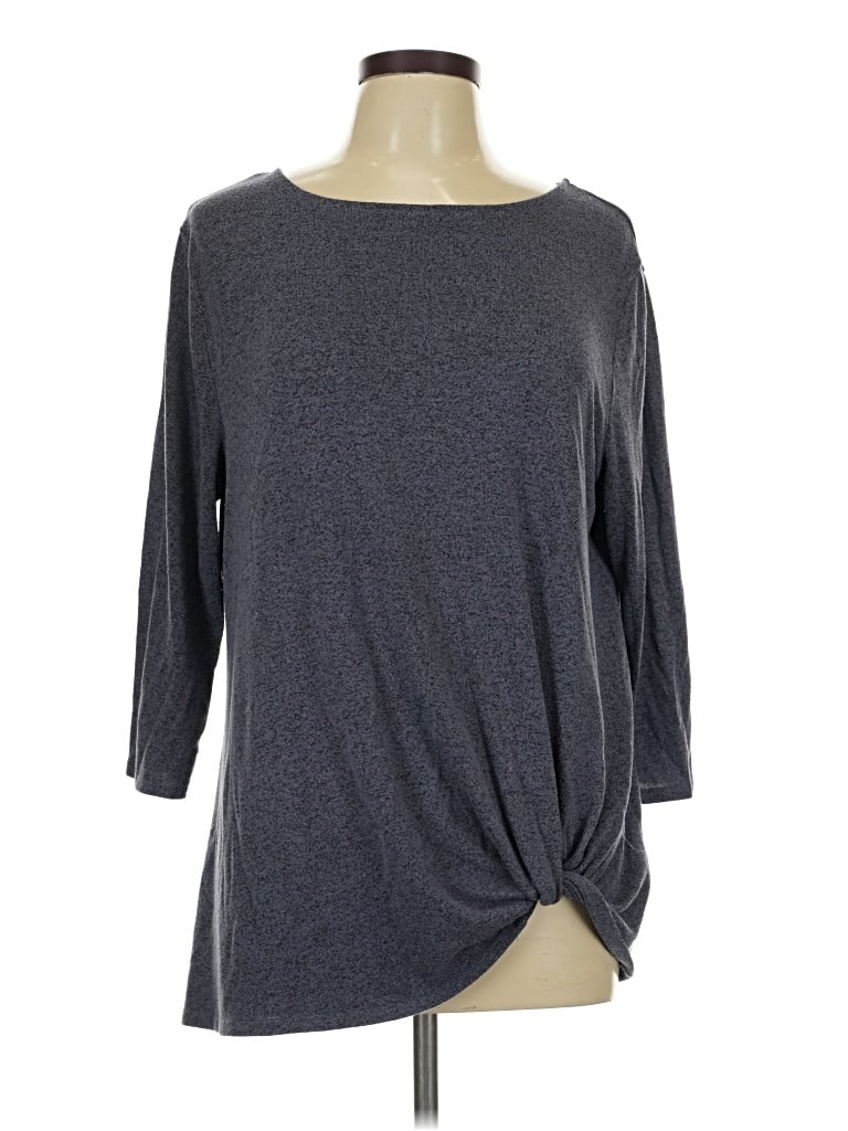 Pre-owned Matty M 3/4 Sleeve Top Gray Boatneck Tops