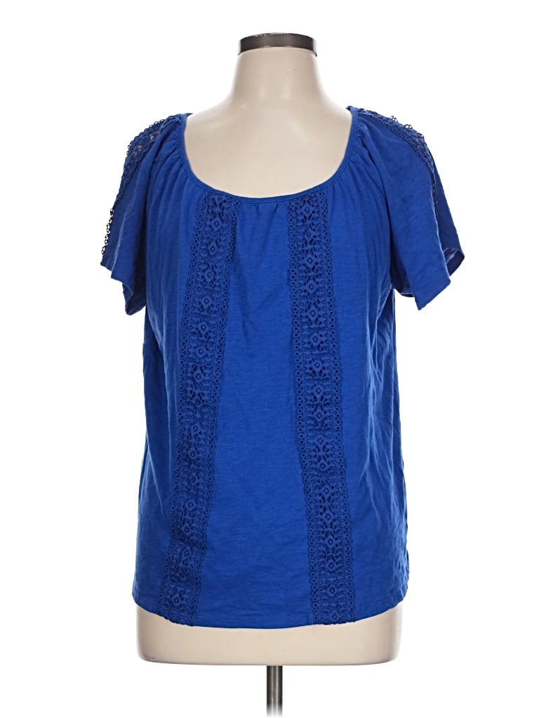 Pre-owned St. John's Bay Short Sleeve Blouse In Blue