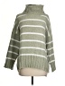 Neely 100% Polyester Stripes Green Turtleneck Sweater Size S - photo 1
