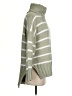 Neely 100% Polyester Stripes Green Turtleneck Sweater Size S - photo 4