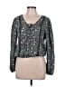 SELF E 100% Rayon Gray Long Sleeve Blouse Size L - photo 1