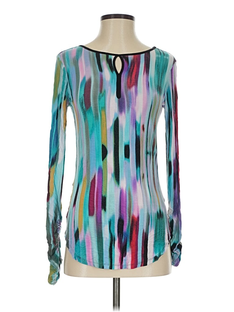 Pre-owned Bisou Bisou Long Sleeve Blouse In Teal