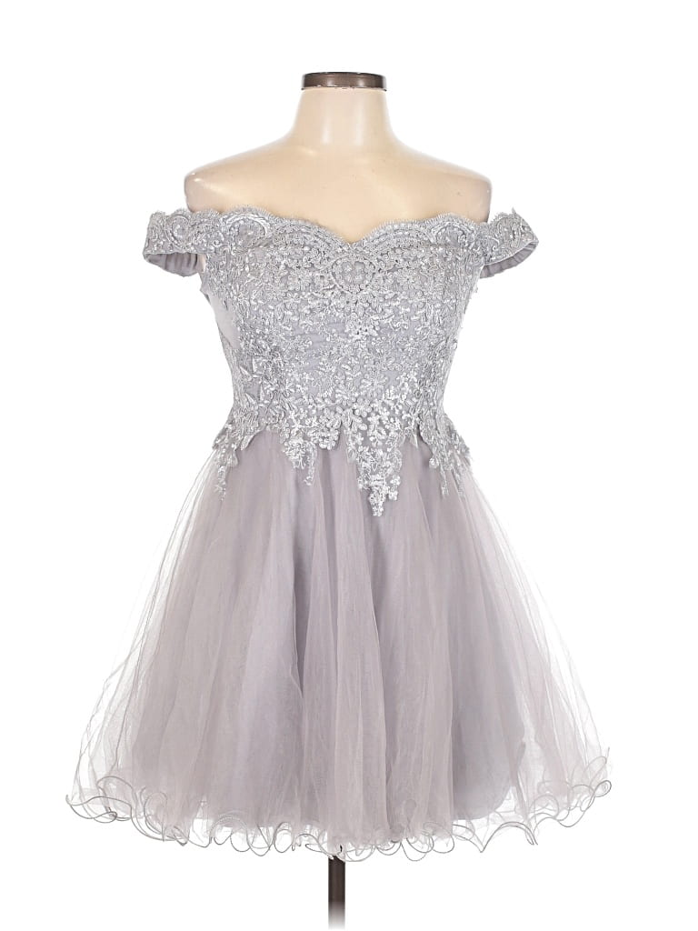 Pre-owned Assorted Brands Cocktail Dress In Silver