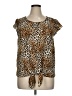 Green Envelope Animal Print Brown Short Sleeve Blouse Size XL - photo 1