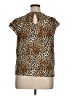 Green Envelope Animal Print Brown Short Sleeve Blouse Size XL - photo 2