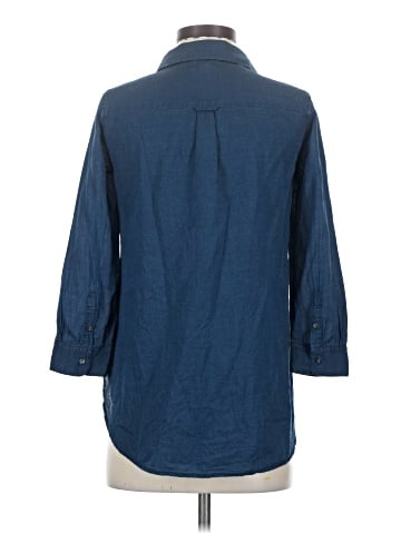 Lands' End Canvas 3/4 Sleeve Button-Down Shirt (view 2)