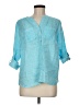 Talbots 100% Linen Blue 3/4 Sleeve Button-Down Shirt Size M (petite) - photo 1