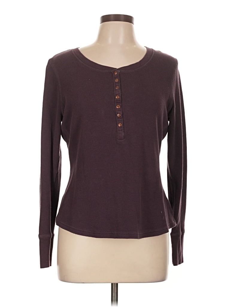 Pre-owned Natural Reflections Long Sleeve Henley Shirt In Brown