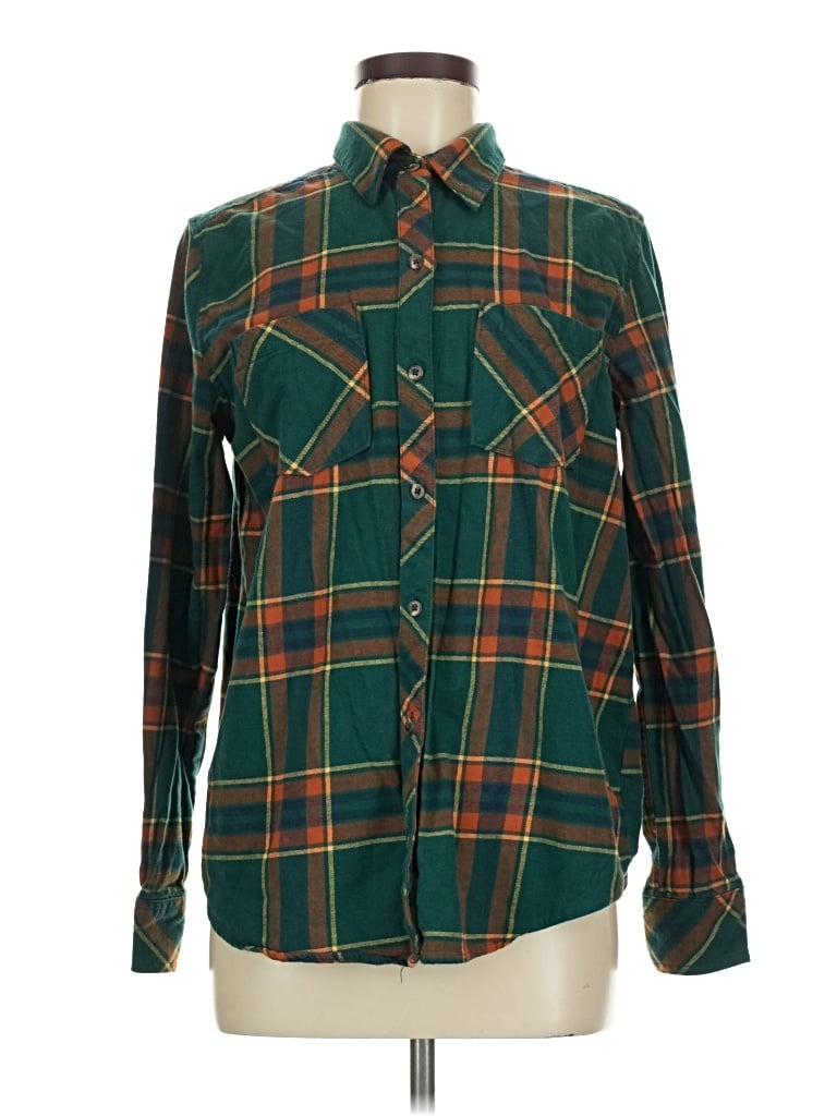 Pre-owned Natural Reflections Long Sleeve Button Down Shirt In Green