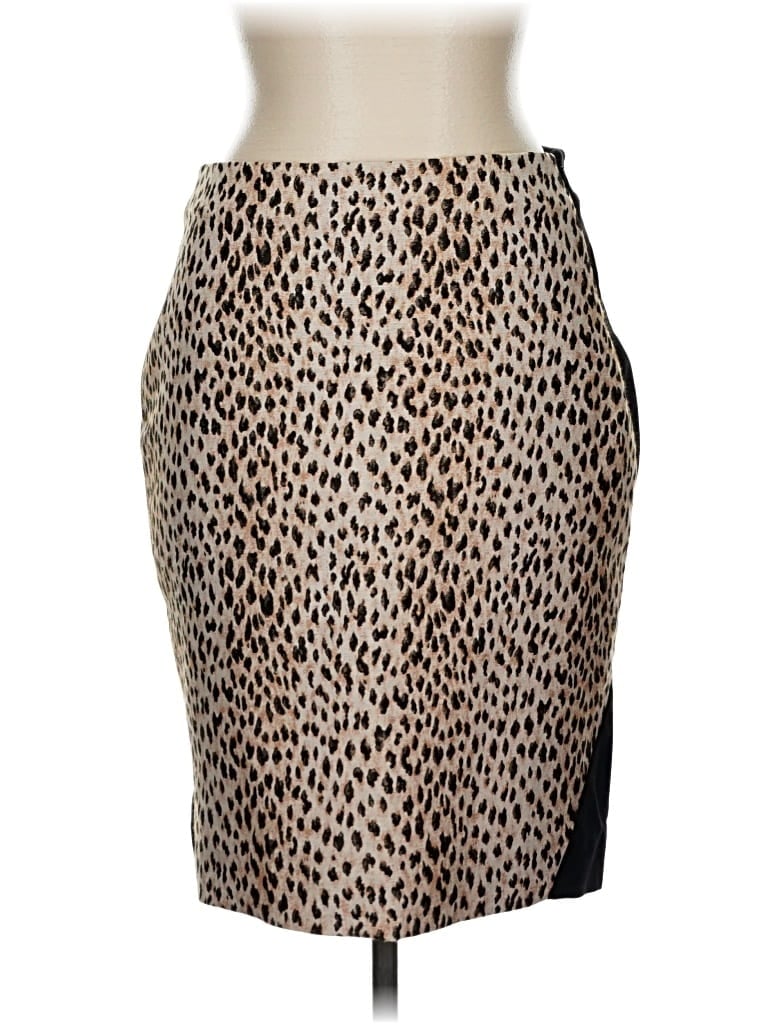 Pre-owned Diane Von Furstenberg Faux Leather Skirt In Tan