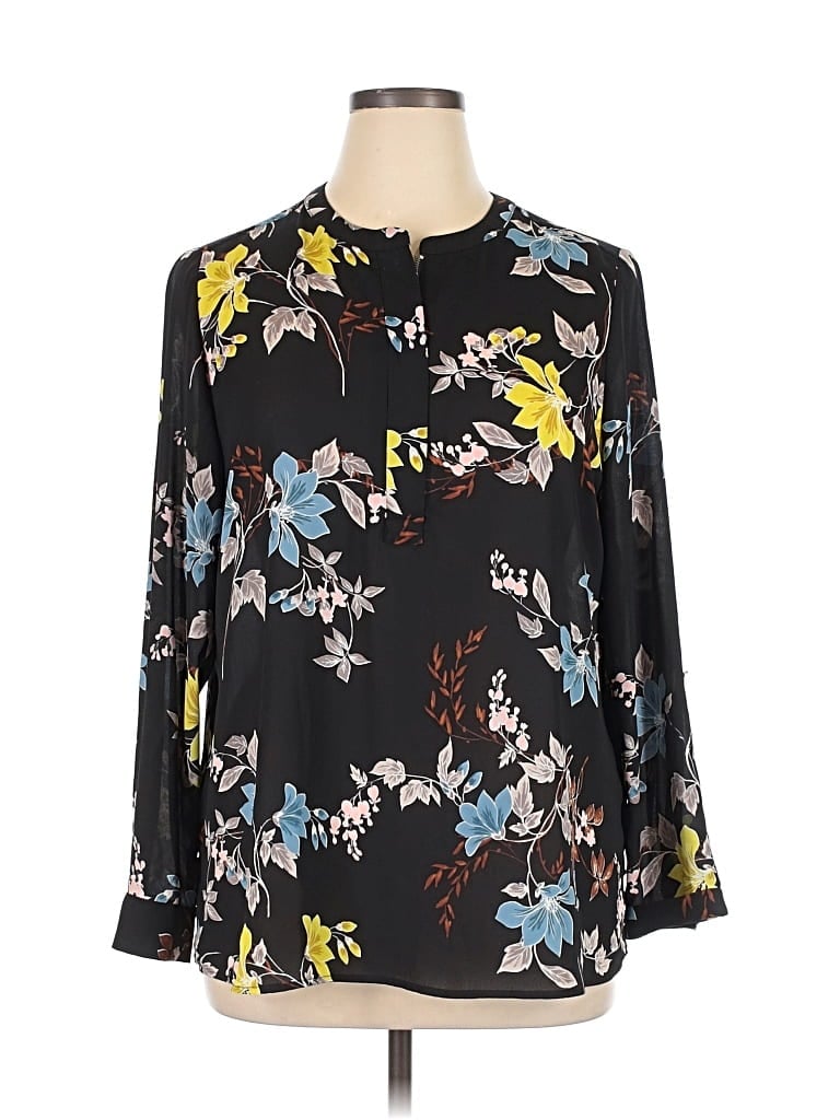 Pre-owned Apt. 9 Long Sleeve Blouse In Black