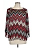 AB Studio 100% Polyester Chevron-herringbone Red 3/4 Sleeve Blouse Size L - photo 1