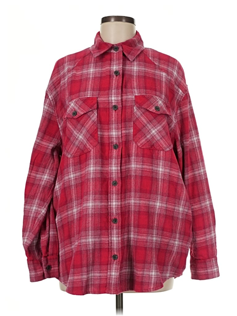 Pre-owned Wild Fable Long Sleeve Button Down Shirt In Red