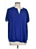Pleione 100% Polyester Blue Short Sleeve Blouse Size L - photo 1
