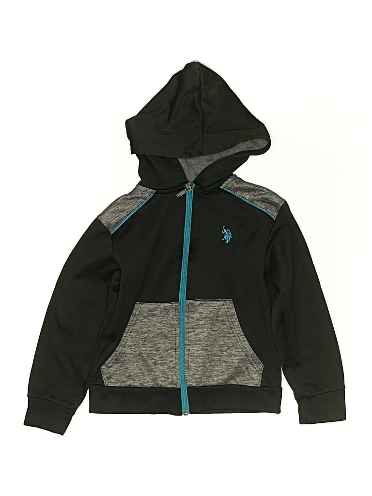 Pre-owned U.s. Polo Assn Kids' Zip Up Hoodie In Black