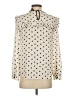 J.Crew Polka Dots Ivory Long Sleeve Silk Top Size 4 - photo 2