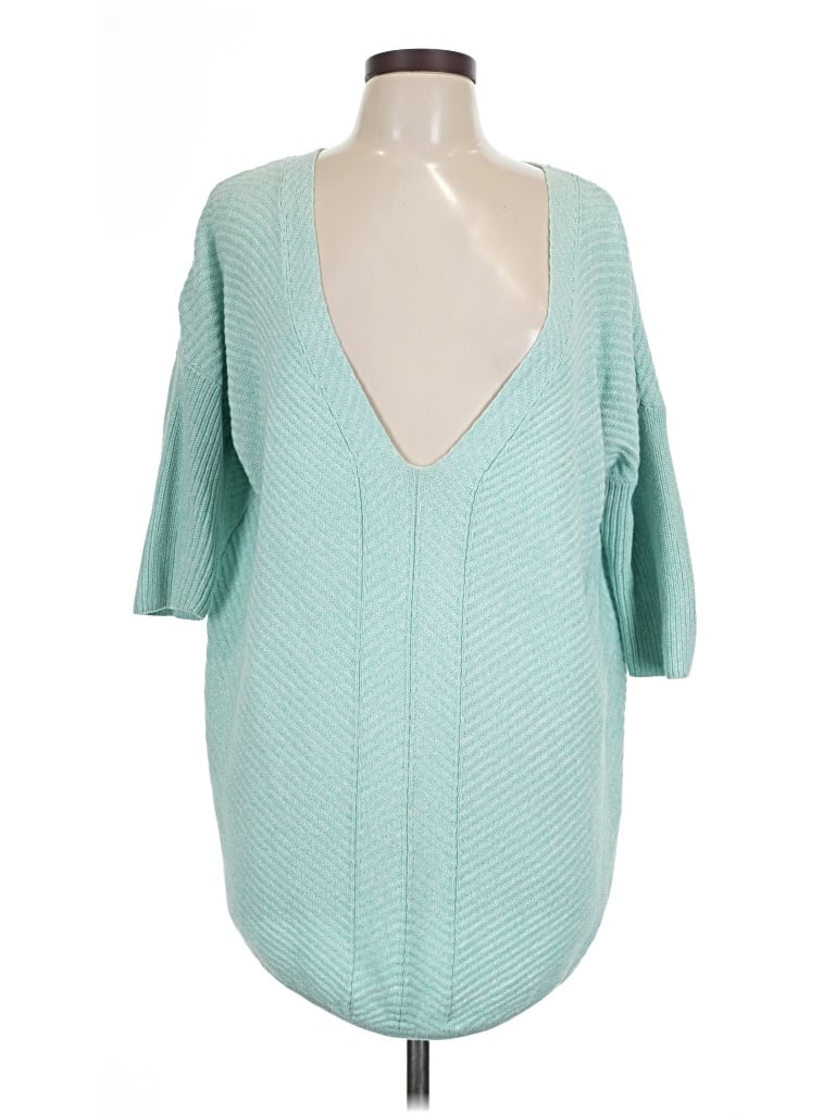 Pre-owned Express 3/4 Sleeve T-shirt In Teal