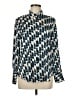 MNG 100% Polyester Chevron-herringbone Blue Long Sleeve Blouse Size 6 - photo 1
