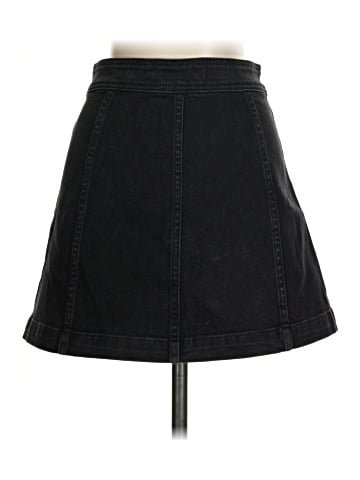 Madewell Stretch Denim A-Line Mini Skirt in Black Frost: Patch Pocket Edition (view 2)