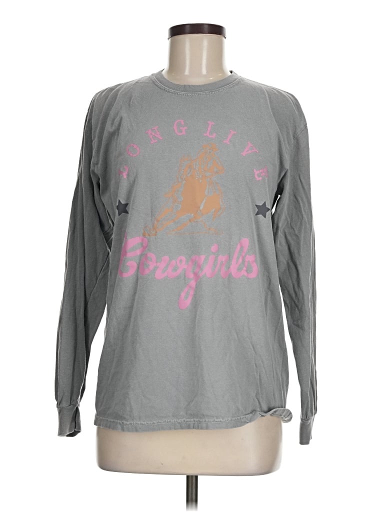Pre-owned Comfort Colors Long Sleeve T-shirt In Gray
