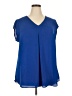 DR2 100% Polyester Blue Short Sleeve Blouse Size 1X - photo 1