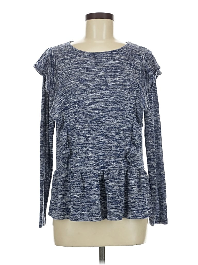 Pre-owned Design History Long Sleeve Top Blue Boatneck Tops