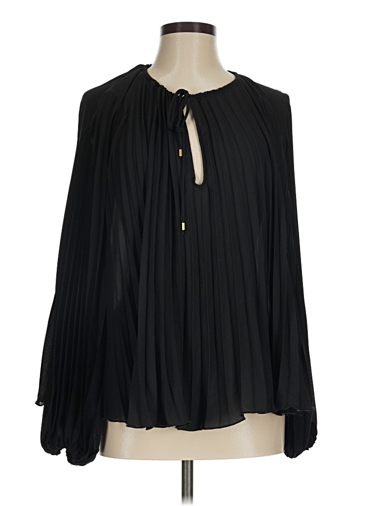 Pre-owned Zara Long Sleeve Blouse In Black
