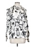 Zara 100% Viscose Print Silver Long Sleeve Blouse Size S - photo 1