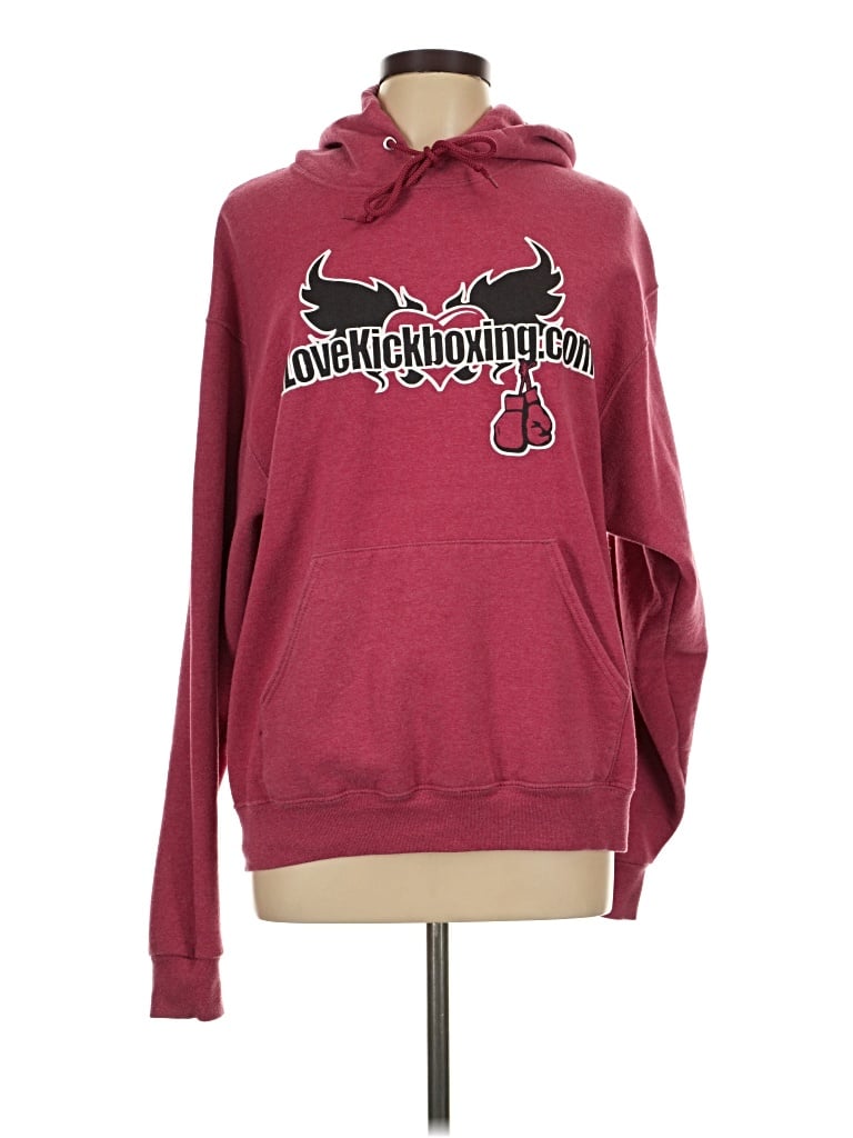 Pre-owned Jerzees Fleece Jacket In Burgundy