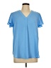 AK Anne Klein 100% Polyester Blue Short Sleeve Blouse Size L (petite) - photo 1